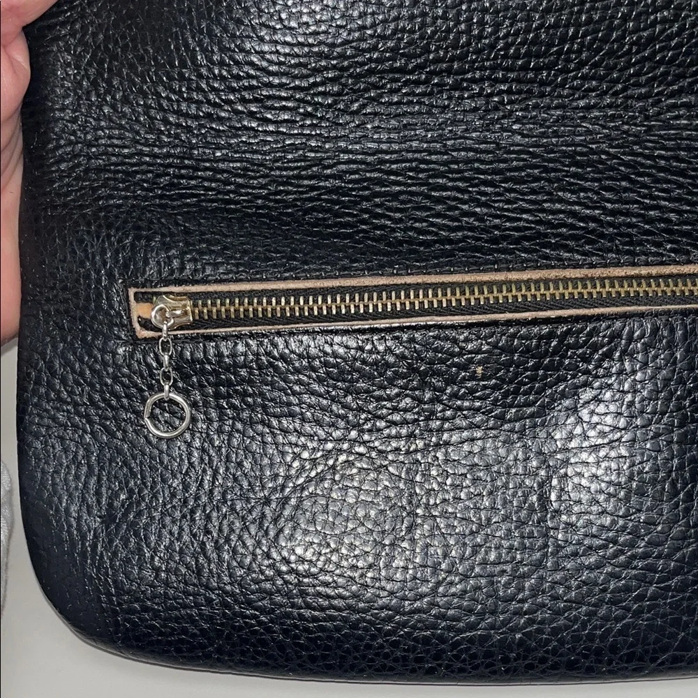 Source Unknown Leather Black Clutch with snap & zip pockets